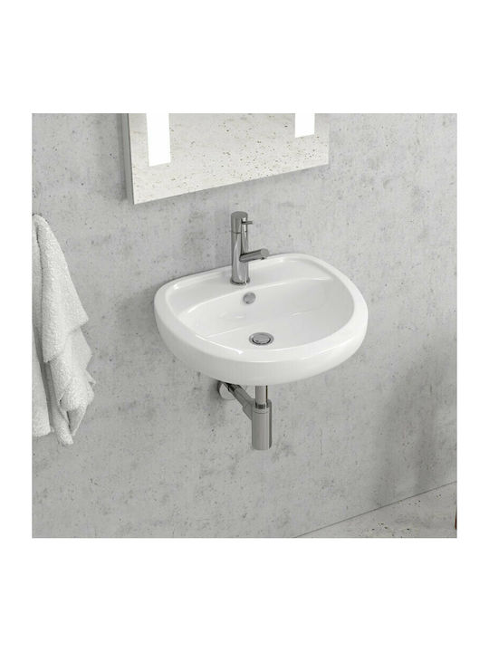 Karag LT-304G LT304G An der Wand montiert Hängendes Waschbecken Porzellan 48x42x18cm Weiß