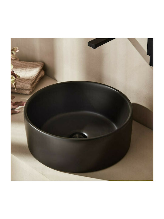 Tema Style Vessel Sink Porcelain 40.5x40.5x15cm Black Matt