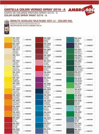 Ambro-Sol Σπρέι Βαφής V400 Ακρυλικό με Γυαλιστερό Εφέ Λευκό RAL 9010 400ml