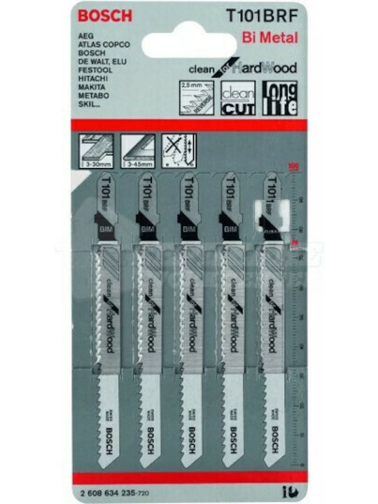 Bosch T101BRF Ленти за джиг-резачки Почистване на твърда дървесина за Дърво 100мм 5бр