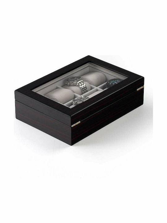 Rothenschild Wooden Case with transparent lid for 8 watches in Black color RS-2105-8E