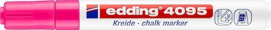 Edding Chalk Marker 4095 Μαρκαδόρος Ροζ Μαυροπίνακα Υγρής Κιμωλίας για Γυαλί Στρογγυλή Μύτη Φωσφοριζέ