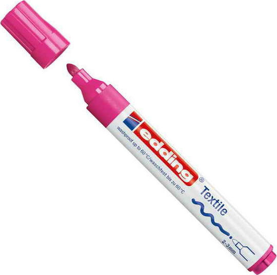 Edding Textile Marker 4500 Μαρκαδόρος Ροζ Ανεξίτηλος για Ύφασμα Στρογγυλή Μύτη Φωσφοριζέ
