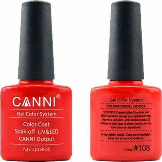 Canni Classic Ημιμόνιμο Βερνίκι Νυχιών 108 Energetic Red 7.3ml