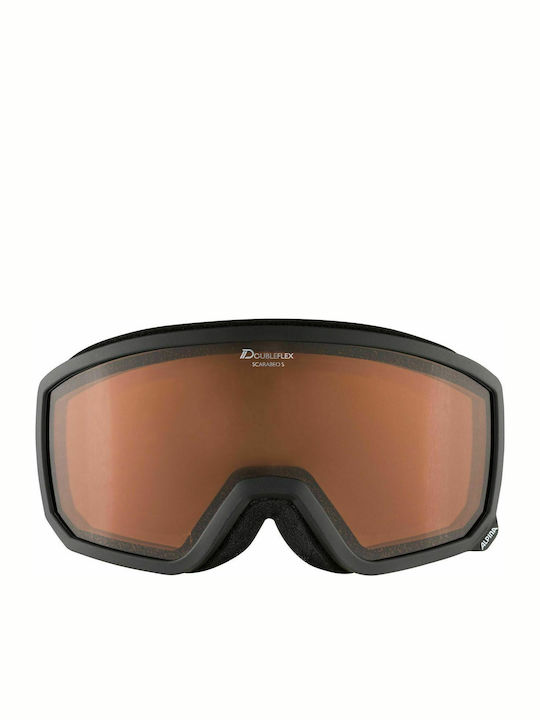 Alpina Scarabeo S D Adult Ski & Snowboard Goggles Black with Orange Lens
