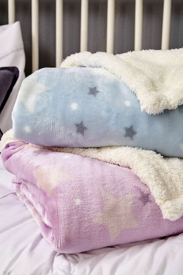Palamaiki Κουβέρτα Αγκαλιάς & Λίκνου Sky Girl Fleece Μωβ 80x90εκ.