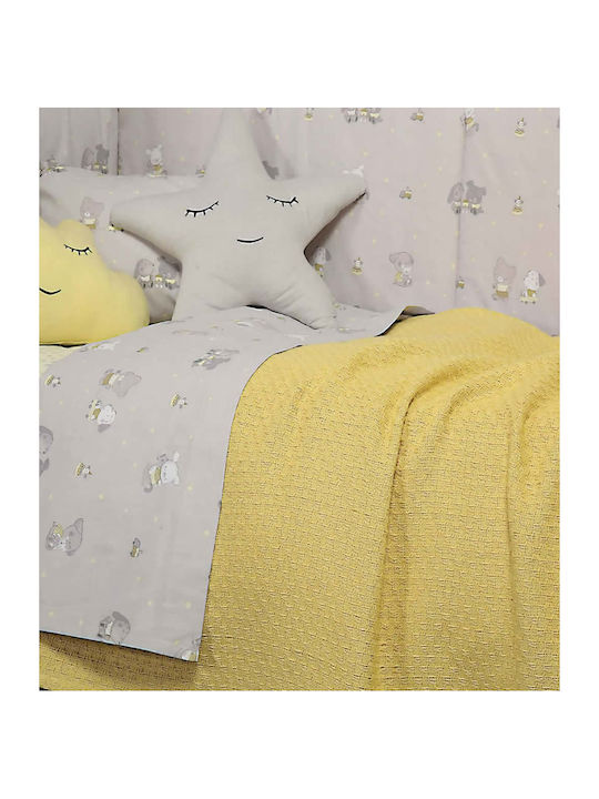 Nef-Nef Homeware Blanket Cot Smooth Cotton Yellow 150x110cm