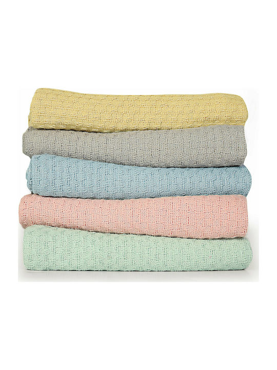 Nef-Nef Homeware Blanket Cot Smooth Cotton Yellow 150x110cm