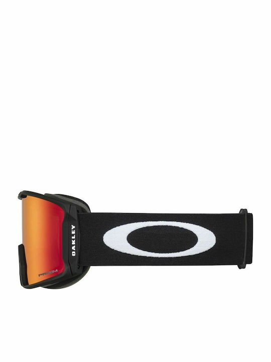 Oakley Line Miner Mască de Schi și Snowboard pentru Adulți Neagră cu Lentilă Roșie cu Efect de Oglindă