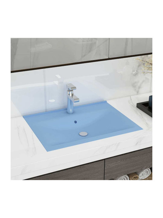 vidaXL Deasupra Blatului Chiuvetă Ceramică 60x46x16cm Albastru Deschis