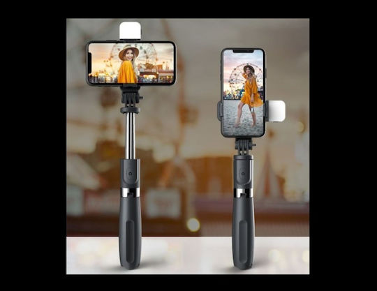 Techsuit L02S Selfie Stick Cell Phone Tripod Bluetooth with Light Black