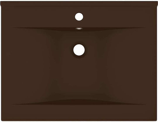 vidaXL Επικαθήμενος Νιπτήρας Κεραμικός 60x46x16cm Καφέ