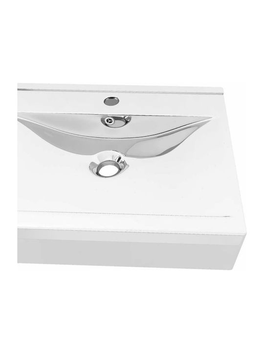 vidaXL Aufgesetztes Waschbecken Keramik 60x46x16cm Silber