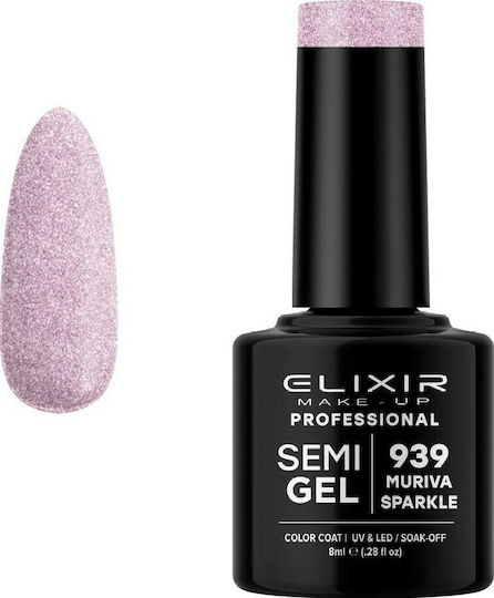 Elixir Semi Gel Semi-Permanent Nail Polish 939 Muriva Sparkle with Glitter 8ml 842-939