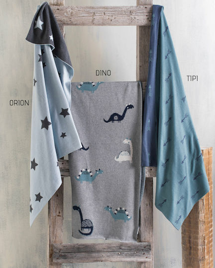 Rythmos Pătură Pepinieră Swaddling pături Dino Jacquard 100% bumbac Gri 80x100cm