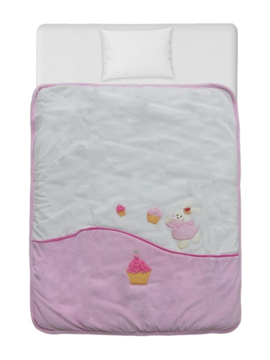 Bebe Stars Κουβέρτα Αγκαλιάς & Λίκνου Cupcake Βελουτέ Ροζ 90x110εκ.