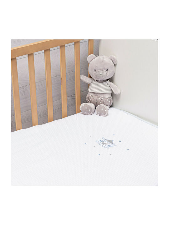 abo Blanket Cot Carousel Waffle Blue 100x150cm