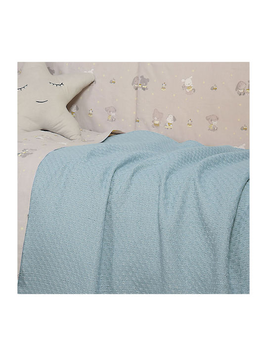Nef-Nef Homeware Одеяло Детско легло Smooth 100% памук Син 150x110см.