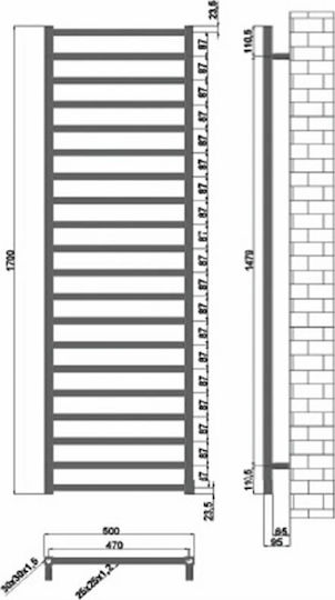 Karag Karnak Towel Rail Bathroom 1700x500 Silver
