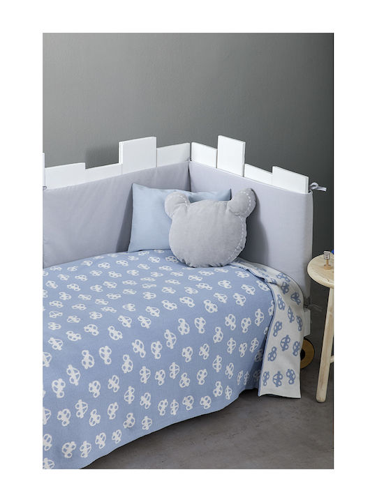 Nima Blanket Cot Mobile Knitted Blue 110x140cm