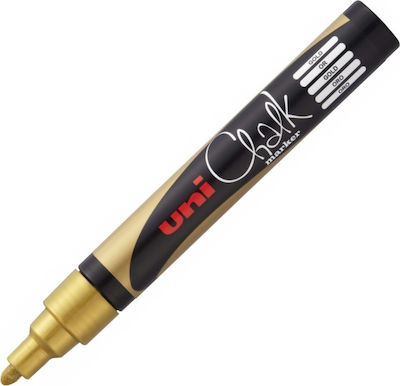 Uni-Ball Chalk Marker PWE-5M Μαρκαδόρος Χρυσός Μαυροπίνακα Υγρής Κιμωλίας για Γυαλί 1.8-2.5mm