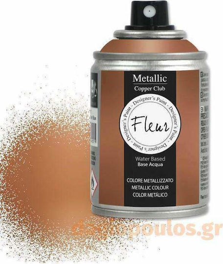 Fleur Colore Metallizzato Craft Spray Orange for Wood, Porcelain and Glass Copper Club 100ml