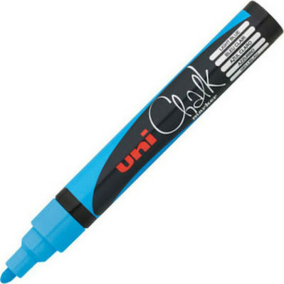 Uni-Ball Chalk Marker PWE-5M Marker Blue Blackboard Liquid Chalk for Glass Γαλάζιο 1.8-2.5mm