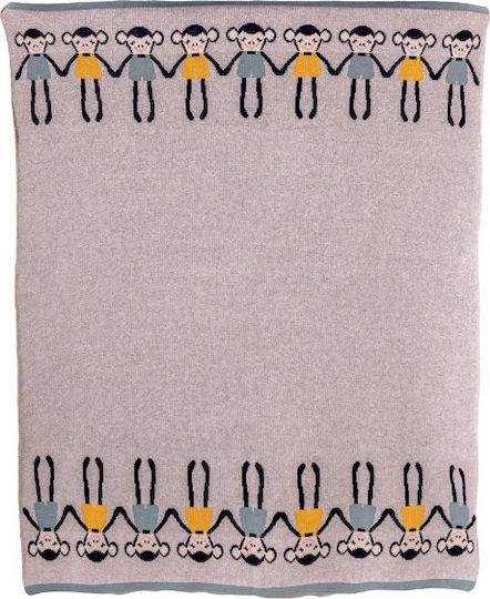 Bizzi Growin Decke Wickeltücher für Kinderzimmer Cheeky Monkey Baumwolle Gray 70x90cm