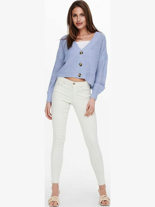 Carol Nice Short Women's Knitted Cardigan with Buttons Blue Heron