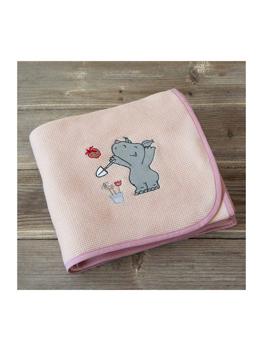 Nima Blanket Cot Little Rhino Waffle Pink 110x140cm. 25893