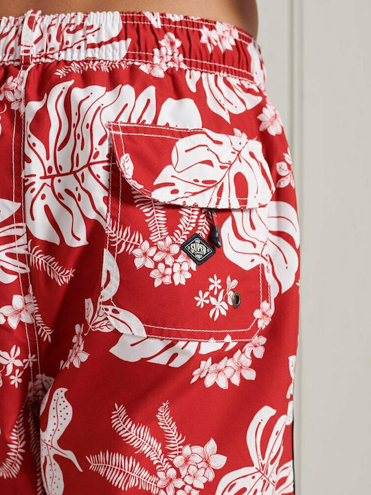 HAWAIIAN Herren Badebekleidung Shorts Rot Blumen