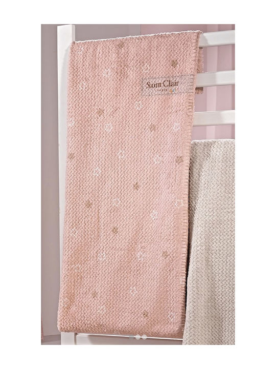 Saint Clair Κουβέρτα Κούνιας Ultrasoft Starlight Βελουτέ Ροζ 110x140εκ.