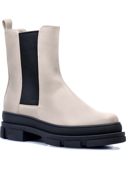 Seven Women's Chelsea Boots with Medium Heel Beige