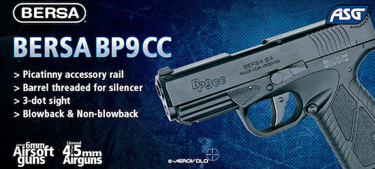Asg CO2 Air Pistol Bersa BP9CC 6mm