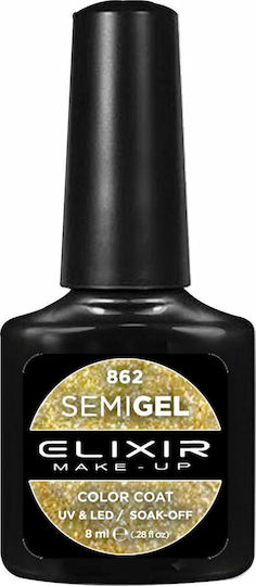 Elixir Semi Gel Semi-Permanent Nail Polish 862 with Glitter 8ml 1pcs