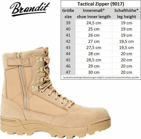 Brandit Militärische Stiefel Tactical Zipper Leder Schwarz 9017.2