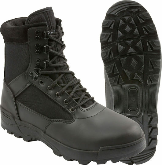 Brandit Militärische Stiefel Tactical Zipper Leder Schwarz 9017.2