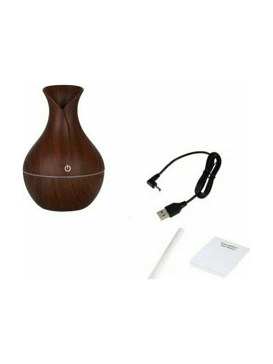 Led Συσκευή Αρωματοθεραπείας Υπερήχων Mini Aroma Humidifier J-036 Καφέ 130ml