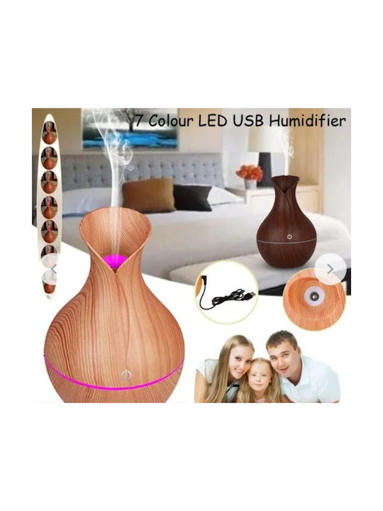 Led Συσκευή Αρωματοθεραπείας Υπερήχων Mini Aroma Humidifier J-036 Καφέ 130ml