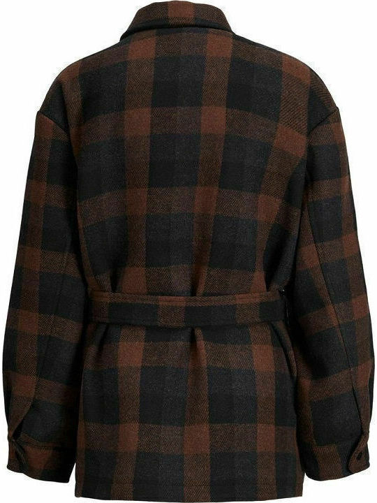 Women's Checked Navy Blazer Overshirt