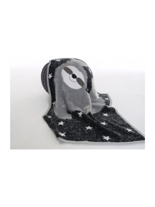 Bizzi Growin Blanket Nursery Swaddling Blankets Sidney Sloth Knitted Black 75x100cm