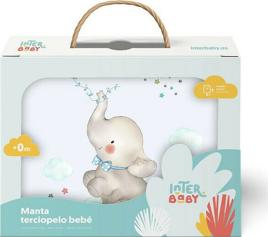 Interbaby Decke Kinderbett Rachel Elefante Vlies Hellblau 110x140cm
