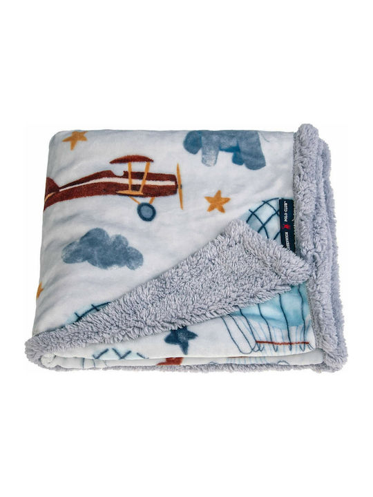 Greenwich Polo Club Blanket Cot 8811 Fleece Grey Shiel 110x140cm.