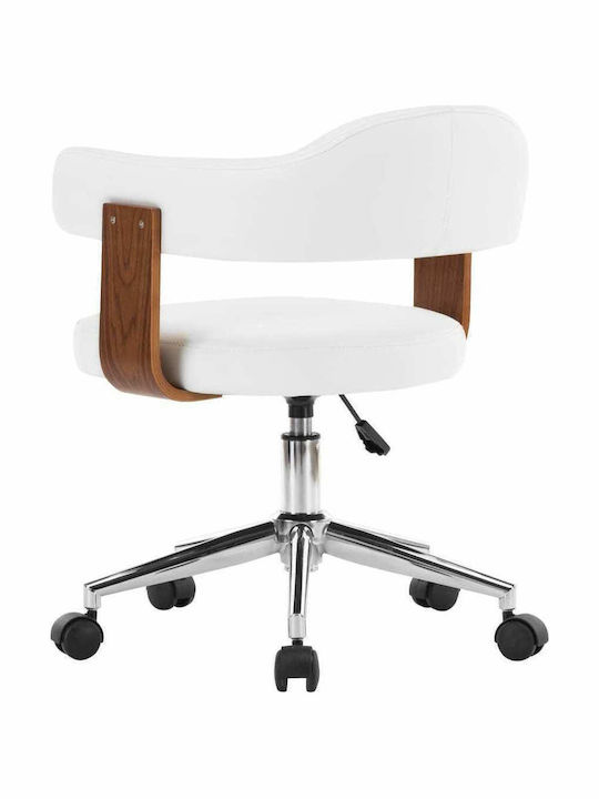 Swivel Visitor Armchair with Wheels Λευκό 49.5x51.5x94cm 2pcs