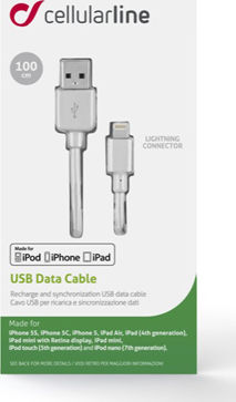 Cellular Line Regular USB to Lightning Cable Λευκό 1m (USBDATACMFIIPH5W)
