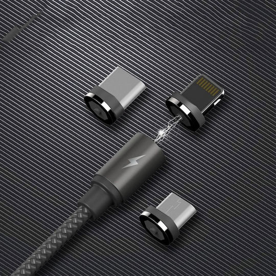 Remax Gravity RC-095i Braided / Magnetic Detachable USB-A to Lightning Cable Black 1m