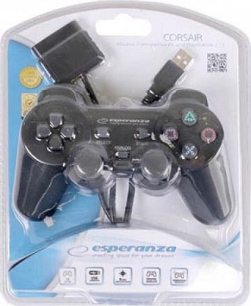 Esperanza Corsair Wired Gamepad for PC / PS3 Black
