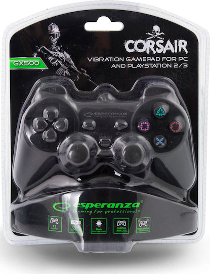 Esperanza Corsair Wired Gamepad for PC / PS3 Black