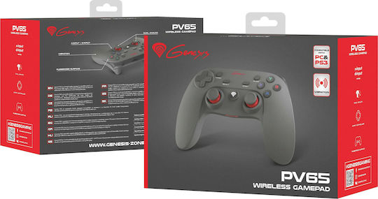 Genesis PV65 Ασύρματο Gamepad για PC / PS3 Μαύρο