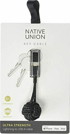 Native Union Key Schlüsselanhänger USB-A zu Lightning Kabel Schwarz 0.2m Kosmos (NU-KEY-L-CS-BLK-NP)